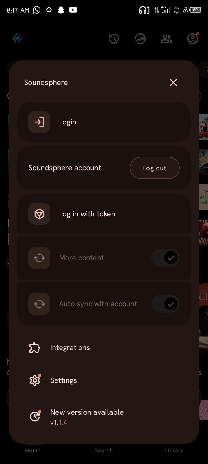 SoundSphere home screen showing quick picks and speed dial